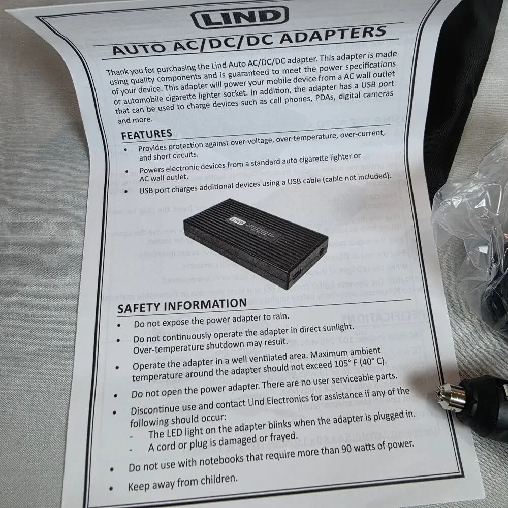 LIND AC/DC 90W Combo Adapter 20V 4.5A Power Supply SCD0902N05 New ToughPad